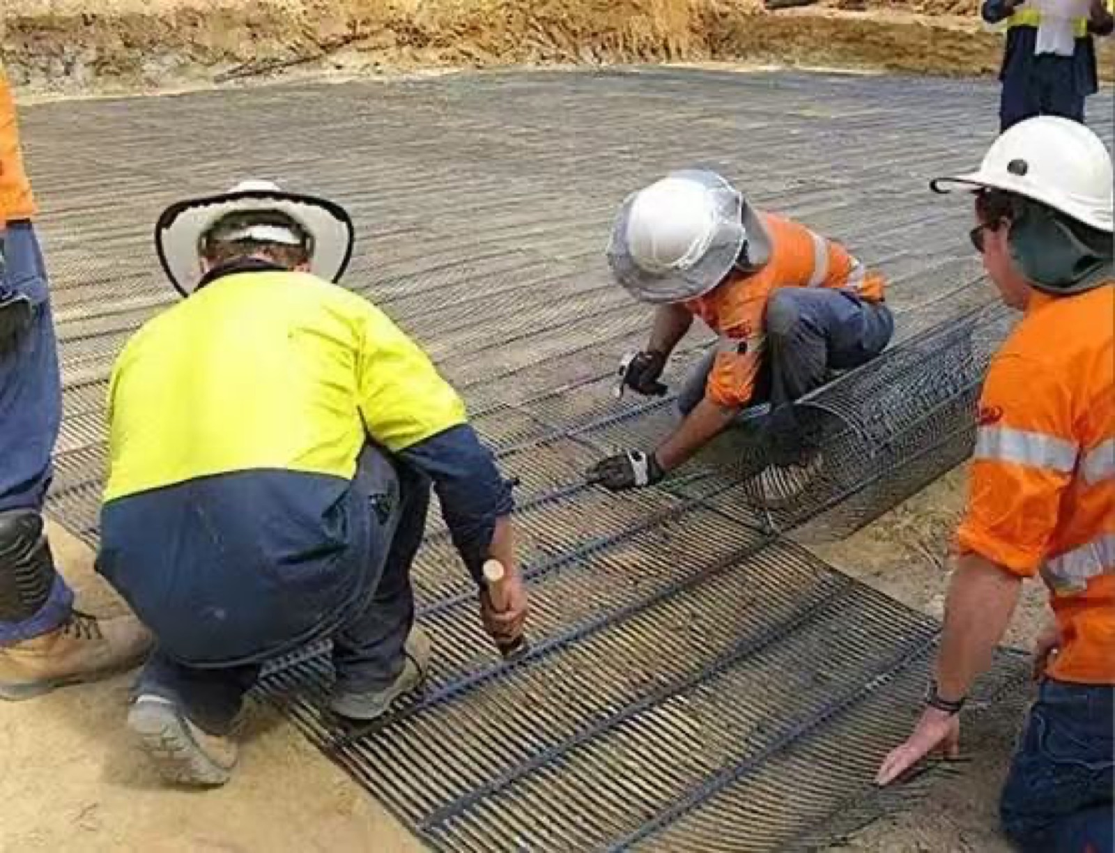 Geogrid installation on a construction site